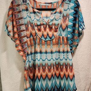 Maurices brand multi colored sheer blouse size M